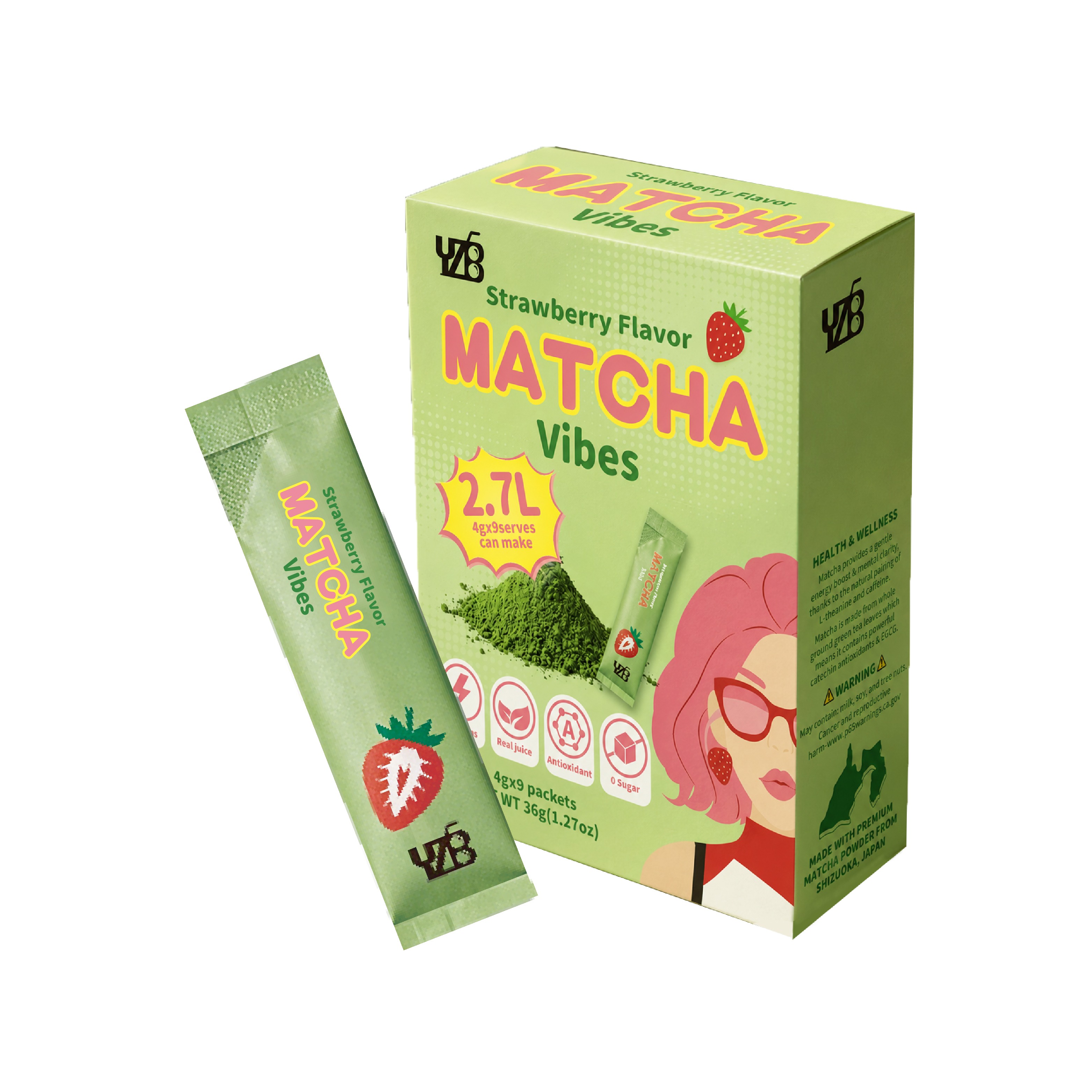 Sugar-Free Matcha Strawberry Flavored Drink