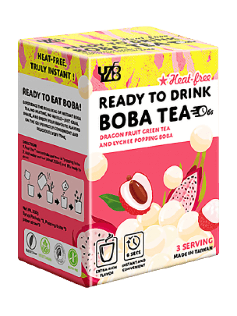YZB Dragon Fruit Green Tea And Lychee Popping Boba