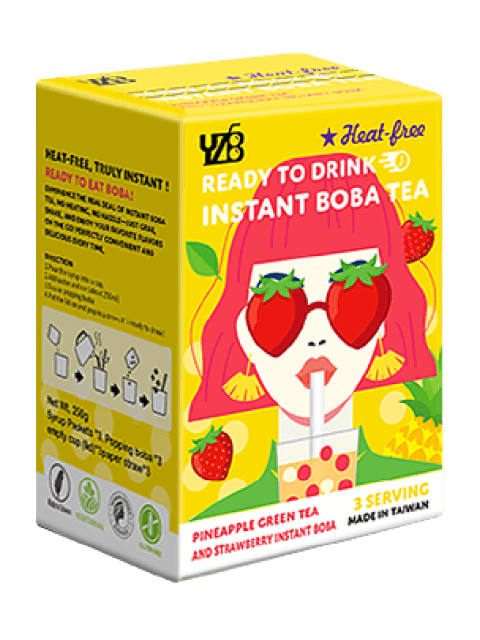 YZB Pineapple Green Tea And Strawberry Instant Boba