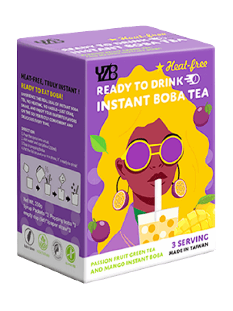 YZB Passion Fruit Green Tea And Mango Instant Boba