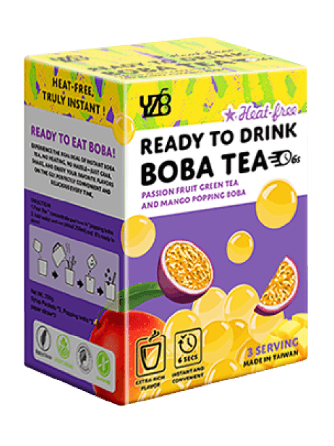 YZB Passion Fruit Green Tea And Mango Popping Boba