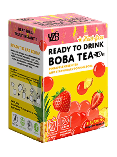 YZB Pineapple Green Tea And Strawberry Popping Boba