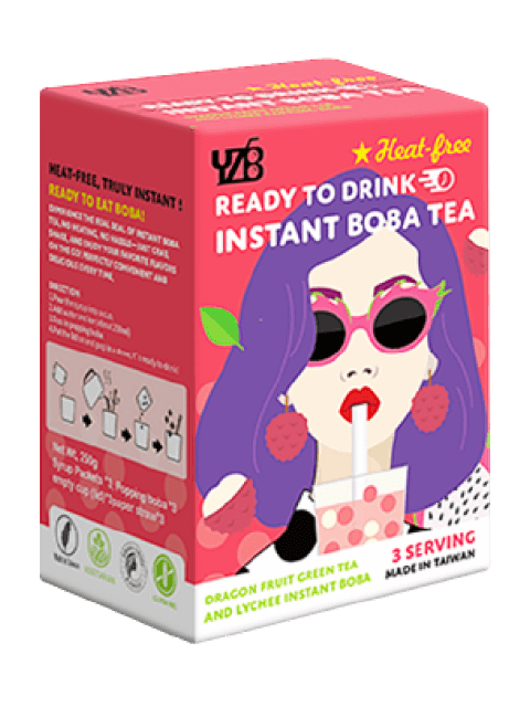 YZB Dragon Fruit Green Tea And Lychee Instant Boba